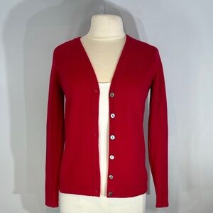Lauren Hansen red  100% cashmere v-neck cardigan size small